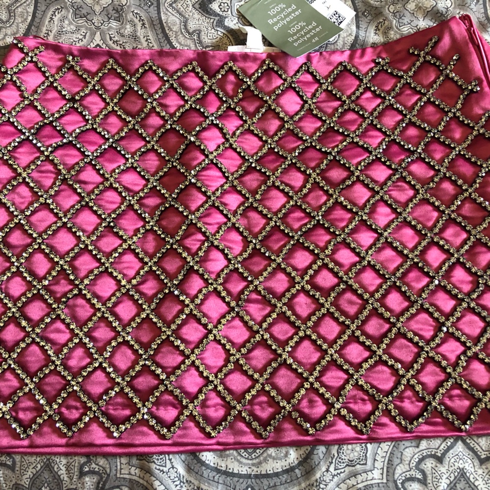 H&M Fuchsia Mini Skirt with silver Beaded Lattice